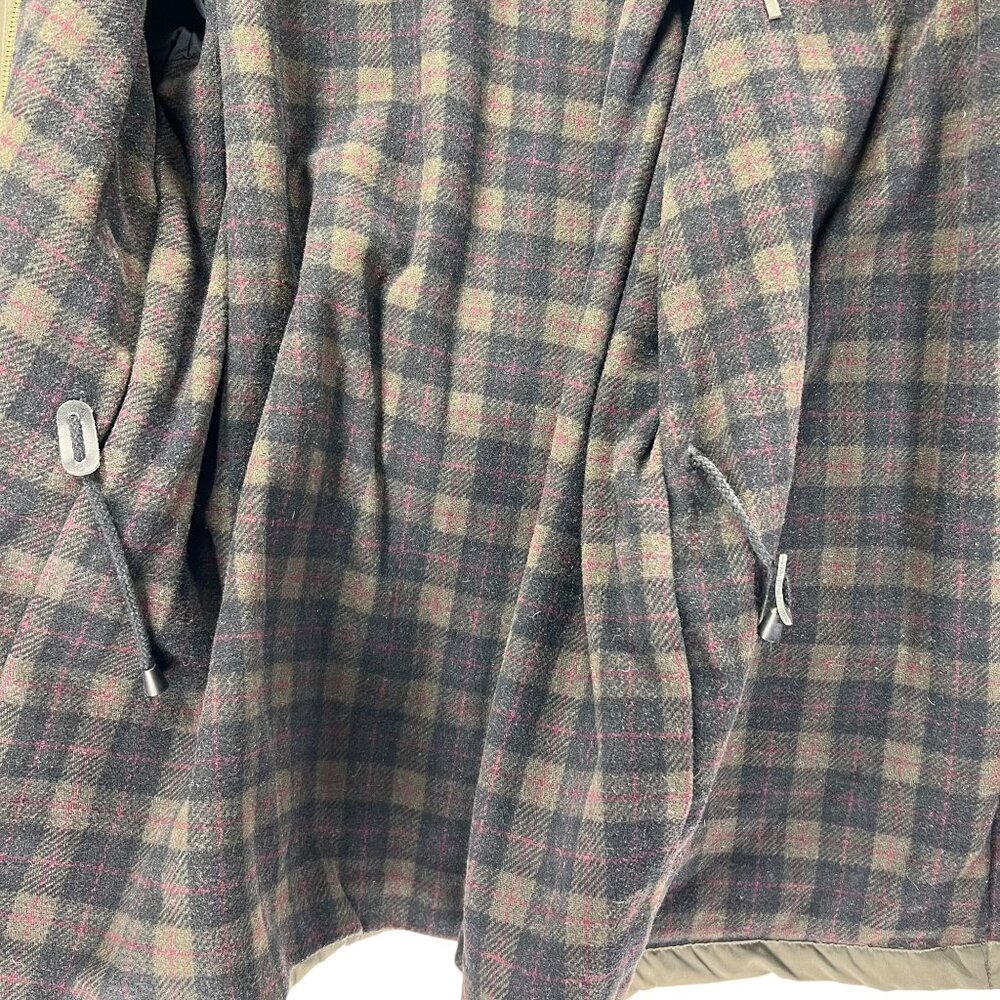 LL Bean Barn Coat Tall Lg Wool Blend Plaid Lining Chore Jacket Insulated Green - Picture 3 of 16